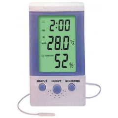 Termo-Higrômetro-Relógio Máx/Mín c/ Alarme de Tempo (Temp Int/Ext) - c/ imã - THM-2R (apenas 02 x disponíveis)